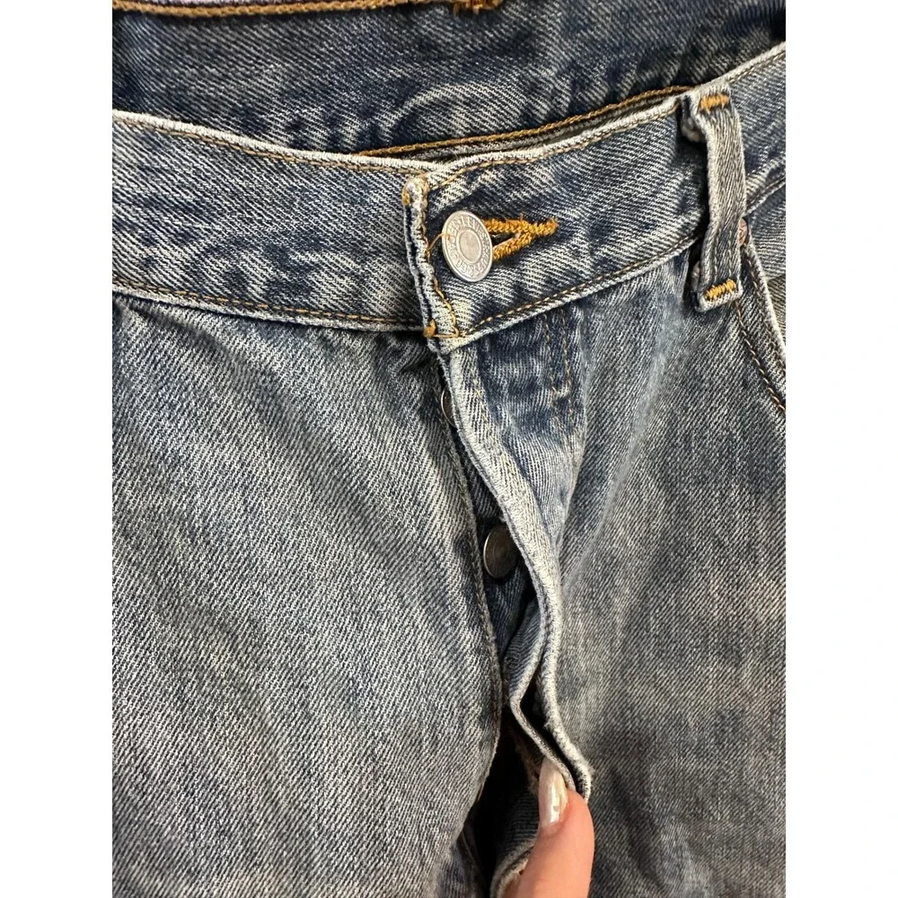 Levi's 501 Jeans Mens W38 L32 Button Fly Distressed‎ Denim Blue